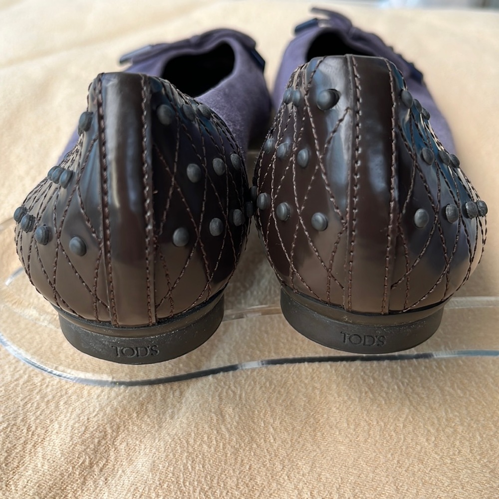 Tod’s Purple Suede/Leather Ballet Flat Shoes - Picture 11 of 16